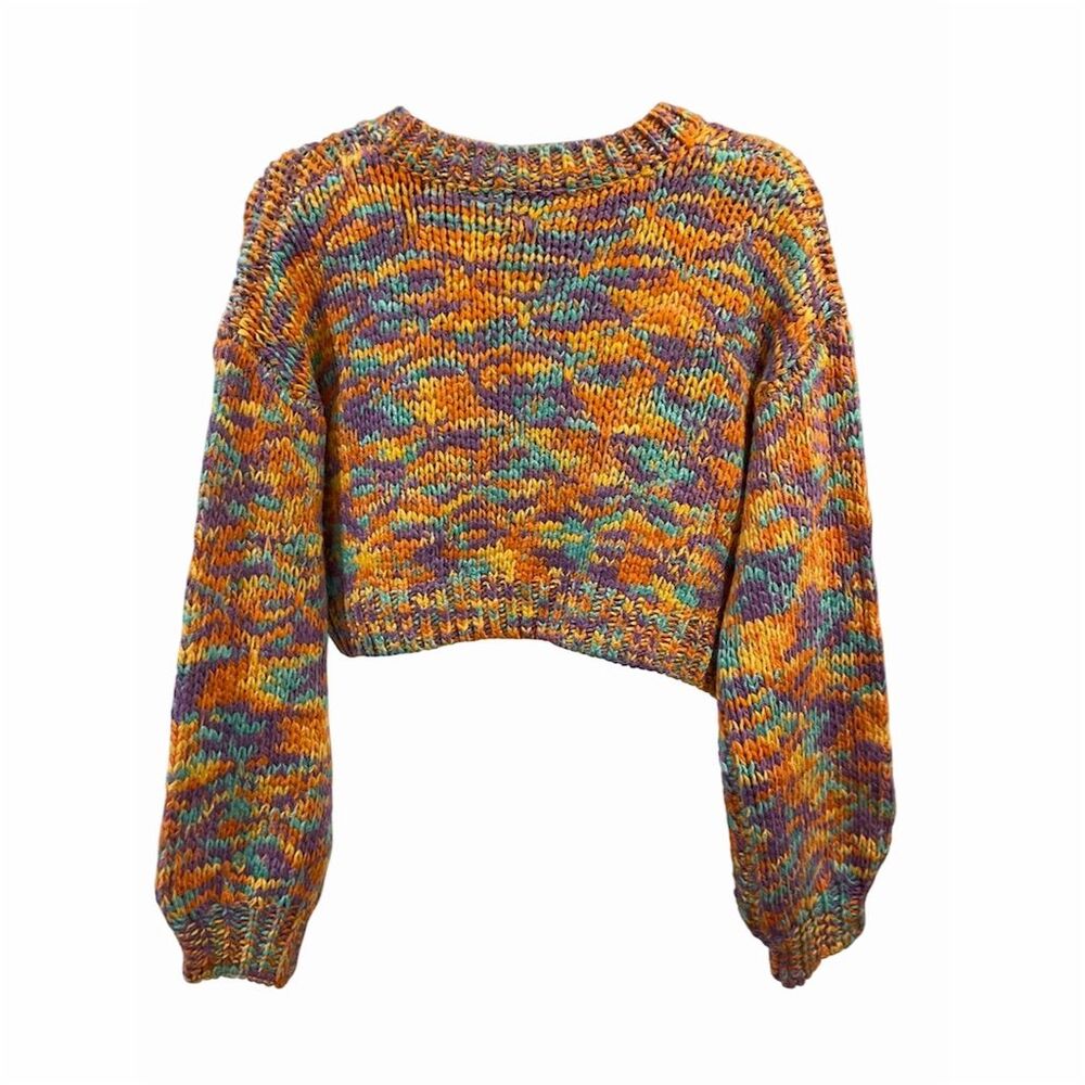 Storia Women's Multicolor Knit Crop Sweater Size S Long Sleeve Pullover - Picture 4 of 5
